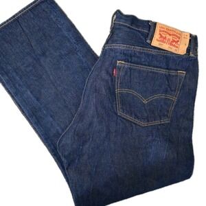 Levi's 501 Jeans 42x32 Mens Blue Denim Selvedge Rare Button Fly Western Retro